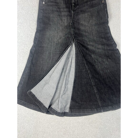 NWT Banana Republic 0 Black Long Maxi Split Front Flared Heavy Denim Jean Skirt - Picture 6 of 12